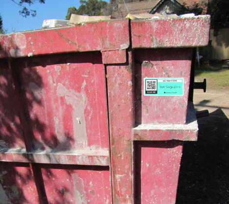 Asset Tag on Dumpster